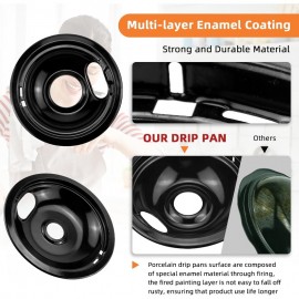 W10290350 W10290353 Range Stove Top Porcelain Drip Pans and MP22YA Electric Range Burner Element Unit Set Fit for Amana Electric Range Stove Burner Drip Pans Set by Fetechmate