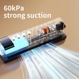 1pc Automatic Vacuum Sealer, USB Rechargeable, Portable Multifunctional Wireless Vacuum Packing Machine, Suitable for Long-Term Preservation with a Compact Design, Ideal for Kitchen And Outdoor Picnics, Sealing Machine, 1200Mah Battery Capacity