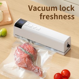 LED Display Vacuum Food Sealer, Fully Automatic Design, Long-Term Freshness with Airtight Storage, Suitable for Snacks, Meat & Vegetables, Kitchen Use, Outdoor Picnics, Home Essentials, USB Rechargeable Travel Must Have Compact Sealing Machine