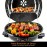 1600W Electric BBQ Grill Techwood Indoor/Outdoor Grill | Double Layer Design, Portable Removable Stand, Serves 15, Ideal for Backyard and Home, Black, Stainless Steel, Non-stick Coating, 110V-130V Power Supply