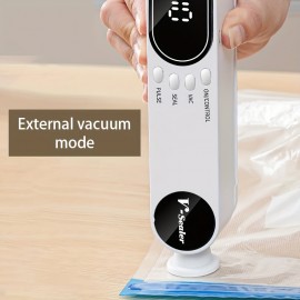 A Portable Rechargeable USB Vacuum Sealer with Three Adjustable Suction Levels And Multiple Usage Modes, Designed for Storing Snacks, Candies, And in Plastic Bags, Making It Convenient for Both Travel And Home Use
