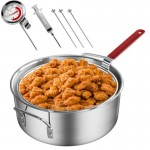 10QT Outdoor Fish Fryer Kit | Heavy-Duty Aluminum Pot and Basket Fixing Rod and Thermometer for Cooking Chicken Wings, Seafood, French Fries