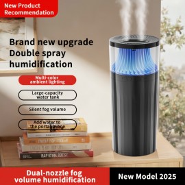 Humidifier, Large Fog Volume, Mute, Large Capacity, Colorful Light Atmosphere, New Spray Technology/double Nozzle Design/cross Spray/three Spray Modes, USB Charging, Suitable for Office, Bedroom, Study, Living Room, Christmas and New Year Gifts