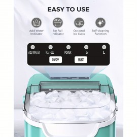 Countertop Ice Makers, Portable Machines with Handles, Self-Cleaning Features, Producing 26.5 Lbs of Ice in 24 Hours, Ready in 6 Minutes with 9 Ice Cubes, Including an Ice Scoop And Basket, Suitable for Home, Office, Or Kitchen Use.