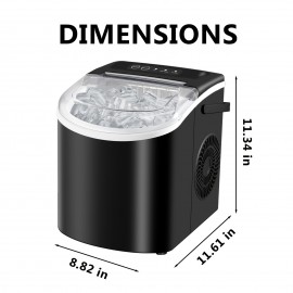 Countertop Ice Maker With Handle | Produces 26 Pounds Of Ice Within 24 Hours, Makes 9 Ice Cubes In 6 Minutes, Portable with Basket and Ice Scoop, Suitable for Malls/Warehouses/Offices