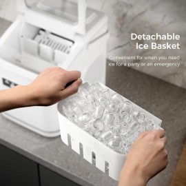 Ice Maker Countertop, Self-Cleaning Ice Machine with Ice Scoop and Basket, 26lbs/ 24h, 2 Sizes of Ice, for Home, Kitchen, Party