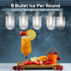 Ice Maker Countertop, Portable Ice Machine with Carry Handle, Self-Cleaning Ice Makers with Basket and Scoop, 9 Cubes in 6 Mins, 26 lbs per Day, Suitable for Homes, Kitchens, RVs, Parties, Bar, Office, Camping