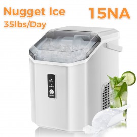Nugget Ice Maker Countertop with Handle - 35Lbs/Day Soft Chewable Pebble Ice, Self-Cleaning Function, Includes Scoop & Basket - Compact Design for Home, Office, Kitchen, Halloween & Christmas Parties, Chewable Ice Maker