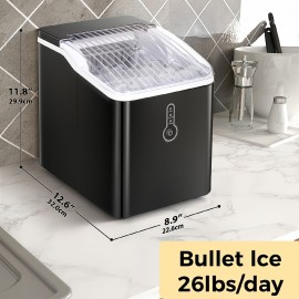 Nugget Ice Maker Countertop with Handle - 35Lbs/Day Soft Chewable Pebble Ice, Self-Cleaning Function, Includes Scoop & Basket - Compact Design for Home, Office, Kitchen, Halloween & Christmas Parties, Chewable Ice Maker