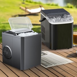 Countertop Ice Maker, Nugget Portable Ice Machine, 9 Bullet Ice Cubes In 6 Mins, 26.6lbs In 24Hrs Self-Cleaning with Handle, Basket, Scoop for Home, Kitchen/Party/Camping/RV, Ice Maker with Handle, Ice Maker Machine Countertop, Large Capacity Ice Ma