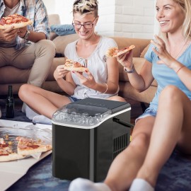 Countertop Ice Maker, Nugget Portable Ice Machine, 9 Bullet Ice Cubes In 6 Mins, 26.6lbs In 24Hrs Self-Cleaning with Handle, Basket, Scoop for Home, Kitchen/Party/Camping/RV, Ice Maker with Handle, Ice Maker Machine Countertop, Large Capacity Ice Ma