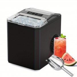 Countertop Ice Maker, Nugget Portable Ice Machine, 9 Bullet Ice Cubes In 6 Mins, 26.6lbs In 24Hrs Self-Cleaning with Handle, Basket, Scoop for Home, Kitchen/Party/Camping/RV, Ice Maker with Handle, Ice Maker Machine Countertop, Large Capacity Ice Ma