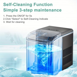 Countertop Ice Maker, Nugget Portable Ice Machine, 9 Bullet Ice Cubes In 6 Mins, 26.6lbs In 24Hrs Self-Cleaning with Handle, Basket, Scoop for Home, Kitchen/Party/Camping/RV, Ice Maker with Handle, Ice Maker Machine Countertop, Large Capacity Ice Ma