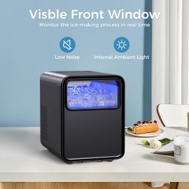 Ice Maker Machine 9 Cubes In 6 Mins 2 Sizes Of Bullet Ice For Home Kitchen Camping RV, Smart Touch Low Noise Home Travelling Portable, Self-Cleaning Ice Machine 26.5lbs In 24Hrs