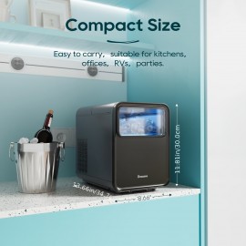 Ice Maker Machine 9 Cubes In 6 Mins 2 Sizes Of Bullet Ice For Home Kitchen Camping RV, Smart Touch Low Noise Home Travelling Portable, Self-Cleaning Ice Machine 26.5lbs In 24Hrs