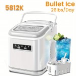 Ice Maker Machine Countertop Self Cleaning Portable Compact Small Bullet Ice Maker with Digital Screen, 9 Cubes In 6 Mins, 26lbs In 24Hrs, for Camping Dorm Home Outdoor., Ice Maker with Handle, Ice Maker Machine Countertop with Handle