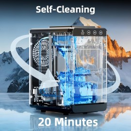 Portable Countertop Ice Maker Machine - 8 Cubes in 6 Mins, 26 lbs/24H, Self-Cleaning Compact Ice Maker with 27.05oz Tank & 1.1lb Bin, Fast Ice Production for Home, RV, Camping, Parties, Plug-in (110V) with Scoop & Basket