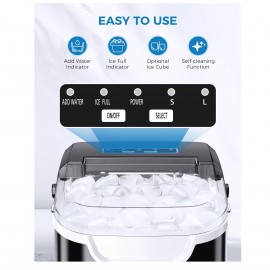 35Lbs Nugget Ice Maker And 27Lbs Bullet Ice Maker, Soft Chewable Crushed Ice Maker Machine, Portable Ice Maker Countertop, 9 Bullet Ice Cubes In 6-9 Mins, Auto-Cleaning Portable Ice Maker With Basket And Scoo, For Home/Kitchen/Camping/RV