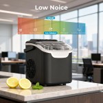 Countertop Ice Maker Machine - 8 Ice Cubes In 6 Mins - Portable Mini & Energy Saving - 26Lb/ Day Ice With 2 Sizes - Basket/ Scoop For Home/ Party/ Travel/ Camping/ Bar - White
