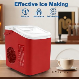 30 Pound Bullet Ice Machine | Portable Countertop Ice Maker, Produces 9pcs Of Ice In 6 Minutes, Automatic Cleaning For Baskets And Spoons, One-Click Operation For Campings