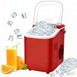 30 Pound Bullet Ice Machine | Portable Countertop Ice Maker, Produces 9pcs Of Ice In 6 Minutes, Automatic Cleaning For Baskets And Spoons, One-Click Operation For Campings