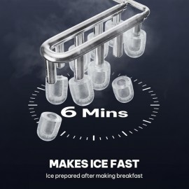 Countertop Ice Maker Machine with Handle | 26lbs Per Day, 9 Ice Cubes Ready in 6 Minutes, Auto Cleaning, Portable with Basket and Scoop for Home Kitchen Camping RV
