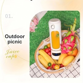 2-in-1 Multifunctional Juicer Cup with 12 Stainless Steel Blades, Powerful Motor for Quick Juicing, Portable and Convenient for Kitchen or Outdoor Use, Type-C Fast Charging, Long Battery Life