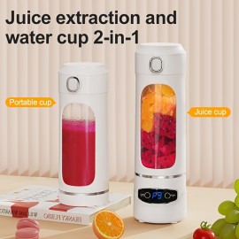 2-in-1 Multifunctional Juicer Cup with 12 Stainless Steel Blades, Powerful Motor for Quick Juicing, Portable and Convenient for Kitchen or Outdoor Use, Type-C Fast Charging, Long Battery Life