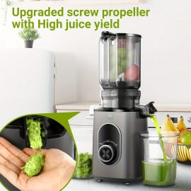Slow Masticating Juicer with 4.35'' Wide Feed Chute - Compact Cold Press Juicer for Home & Travel, High Juice Yield, Easy to Clean, Durable Food-Grade Plastic Design, Portable Juicer, Kitchen Appliance, Modern Kitchenware, Easyclean Material