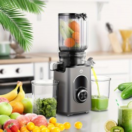 Slow Masticating Juicer with 4.35'' Wide Feed Chute - Compact Cold Press Juicer for Home & Travel, High Juice Yield, Easy to Clean, Durable Food-Grade Plastic Design, Portable Juicer, Kitchen Appliance, Modern Kitchenware, Easyclean Material