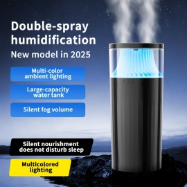Humidifier, Large Fog Volume, Mute, Large Capacity, Colorful Light Atmosphere, New Spray Technology/double Nozzle Design/cross Spray/three Spray Modes, USB Charging, Suitable for Office, Bedroom, Study, Living Room, Christmas and New Year Gifts