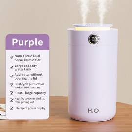High-Capacity Dual-Outlet Nebulizer & Humidifier with Quiet Operation, USB- Portable Mist Maker, Night & Top-Fill - Suitable for Home, Bedroom, Office - Compact Air Humidifier for Small Rooms (<10㎡)