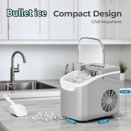 Ice Makers Countertop,, Portable Ice Machine with Handles, Self-Cleaning Ice Makers with Basket And Scoop, 9 Cubes In 6 Mins, 26 Lbs Per Day, Suitable for Kitchen, Office, Party, Presents