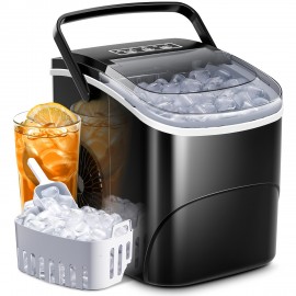Countertop Ice Machine, with a 1.5 Liter Removable Water Tank, 24 Hours Timer, Automatic Cleaning Function, Up to 35 Pounds of Ice Every Day, 9/ 6-13 Minutes, Portable Ice Maker, Summer Is Cool, Smoothies, Visible Cistern, Holiday Gifts, Outdoor