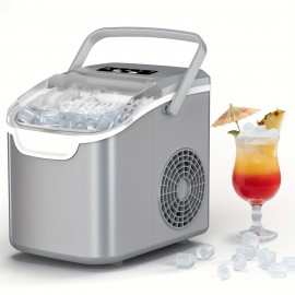 35Lbs Nugget Ice Maker And 27Lbs Bullet Ice Maker, Soft Chewable Crushed Ice Maker Machine, Portable Ice Maker Countertop, 9 Bullet Ice Cubes In 6-9 Mins, Auto-Cleaning Portable Ice Maker With Basket And Scoo, For Home/Kitchen/Camping/RV